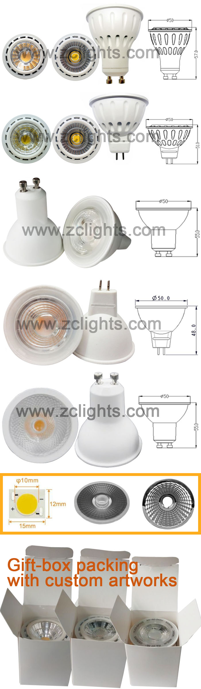 LED Lamps GU10 MR16 2700k Spotlight ((MR16-A6)