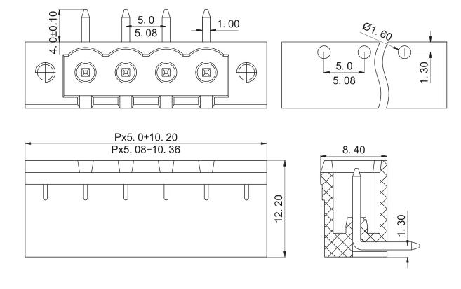 5.08mm pitch 6pin terminal block with fixed screw