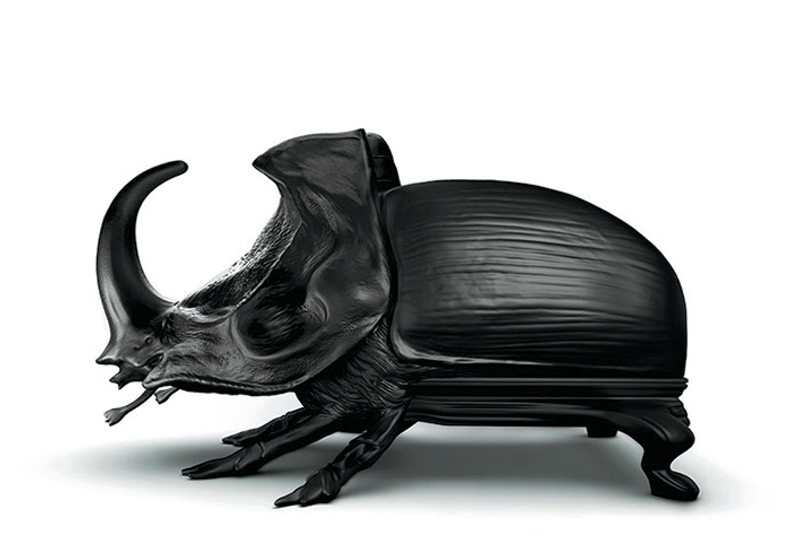 Genuine Leather Fiberglass Sofa Chair with Beetle Model