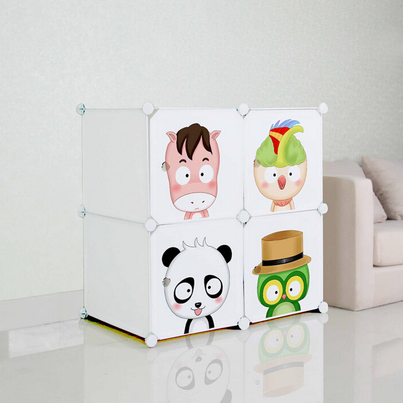 4 Doors Cartoon Plastic DIY Storage Cabinets for Children (ZH001-6)