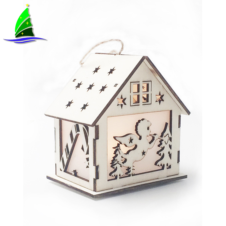 Decoración de la casa que brilla intensamente de madera Wooden Glowing House Decoration