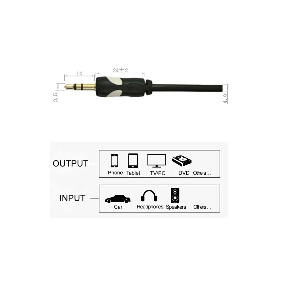 Splitter cavo audio maschio-maschio da 3,5 mm stereo Aux per smartphone