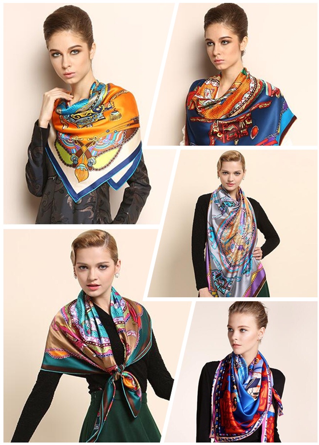 Custom Design High Quality Printing Fashion Silk Scarf (F-006)