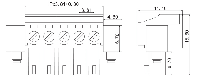 16 poles contact pluggable through wall terminal block