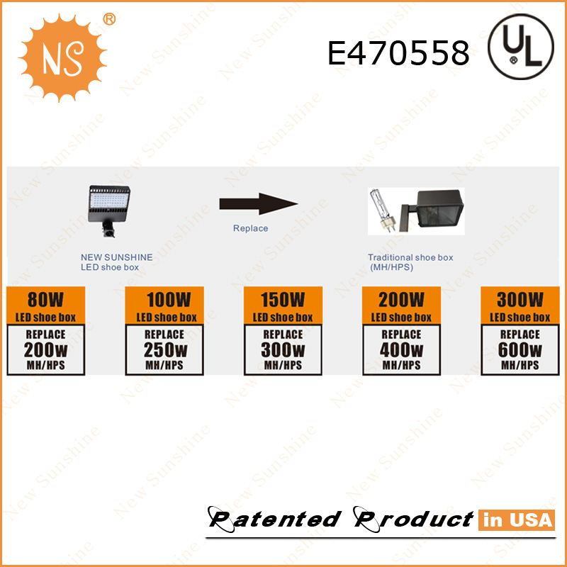 UL Dlc Listed IP65 Outdoor Parking Lot 80W LED Area Light