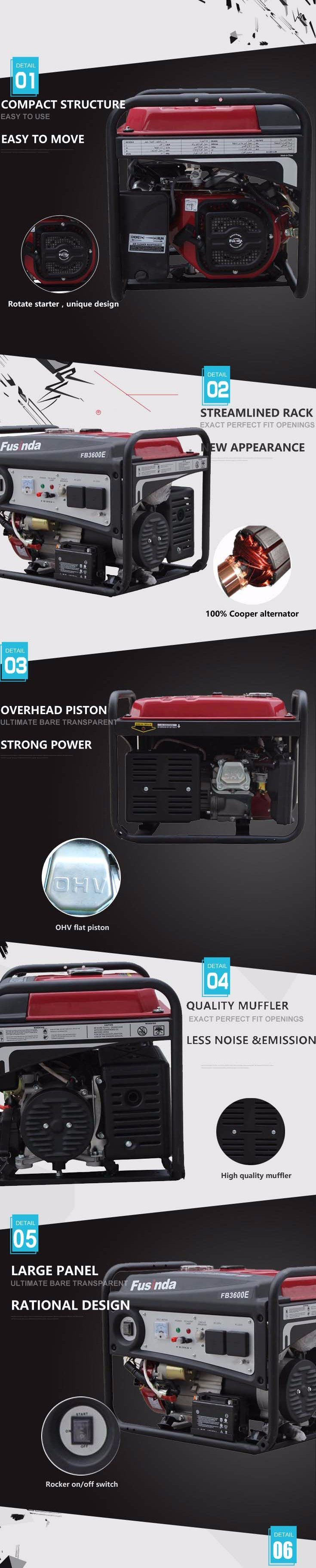 3kw Portable Genset Open Type Petrol Generator with Ce, Fb3600e