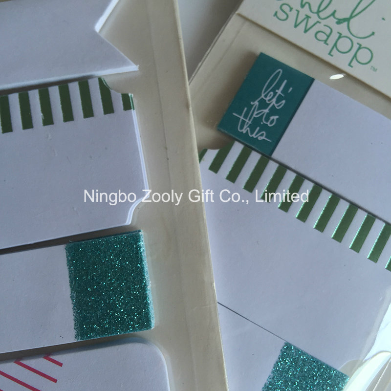 Glitter / Green Foil Sticky Notepad Printing Sticky Notes