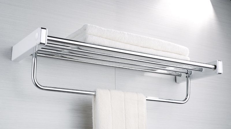 Quality Europe Style Double Towel Rack Chrome/White Finished