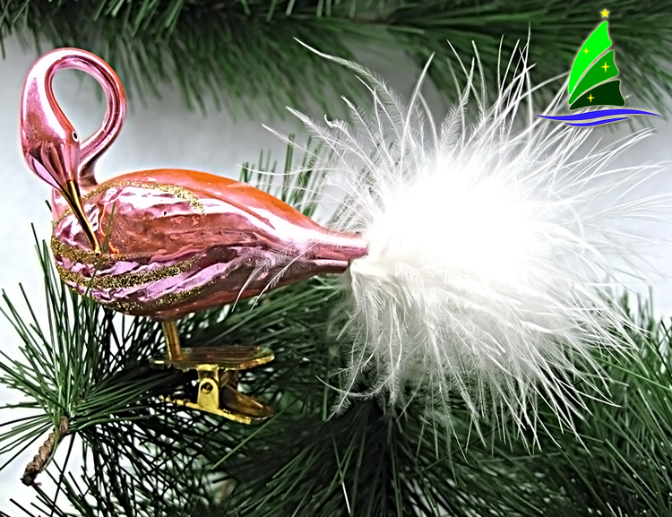  Flamingo Glass Ornament