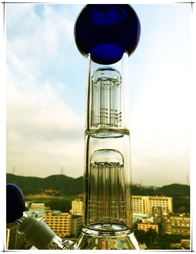 Hb-K36 2*8 Arm Tree Base Beaker Perc Sphere Shape Glass Smoking Water Pipe