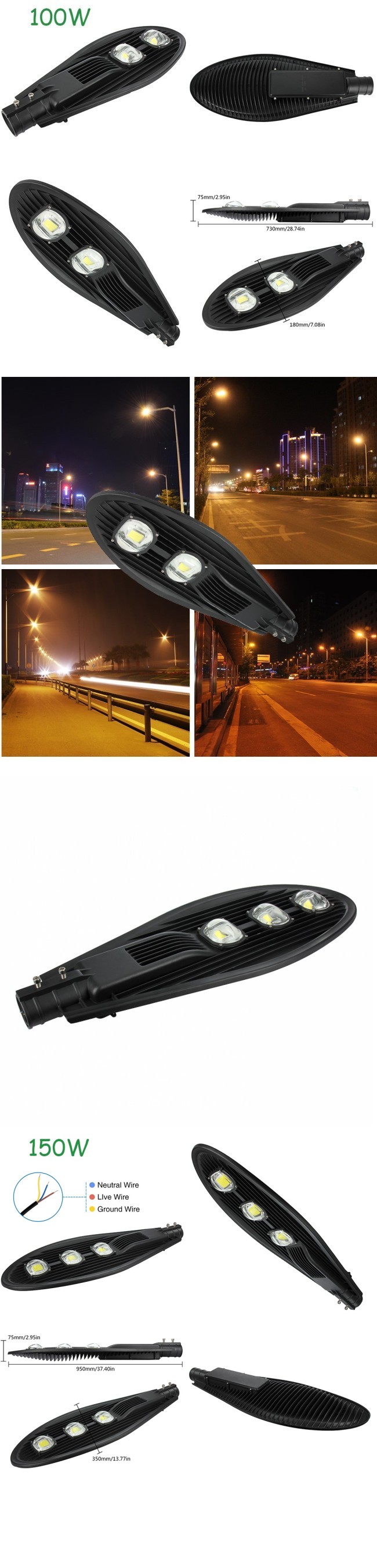 50W LED Street Light Highway COB LED Lamp Aluminum IP65