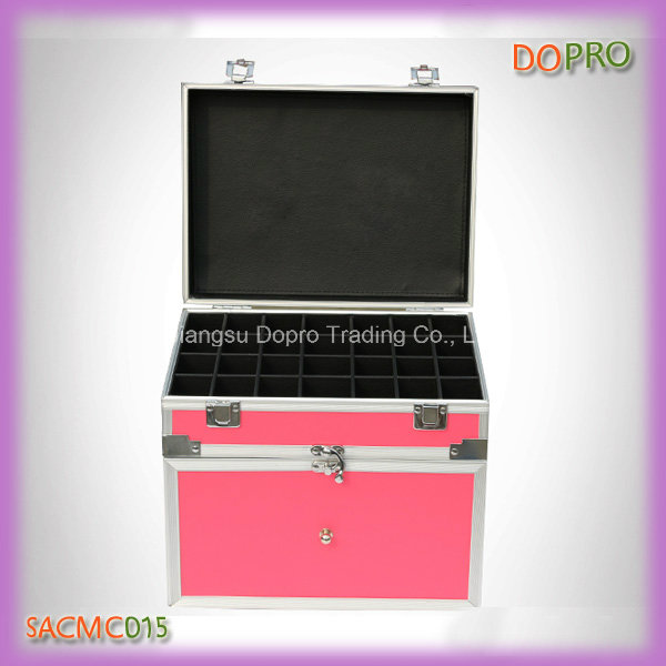 Professional Pink Portable Nail Art Tool Box with Dividers (SACMC015)