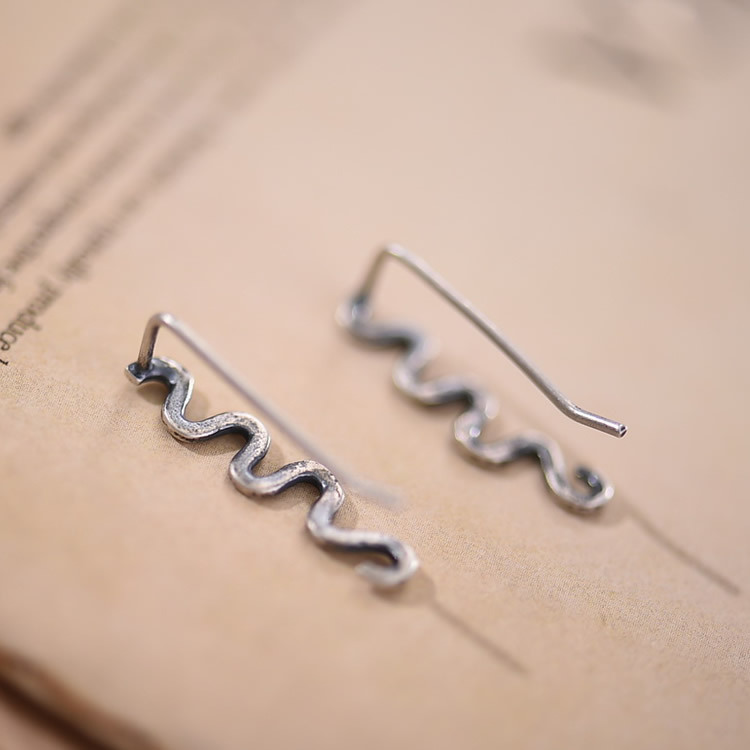 Oxidized 925 Sterling Silver 19mm Geometric Clip Earrings Studs for Women Non-Pierced