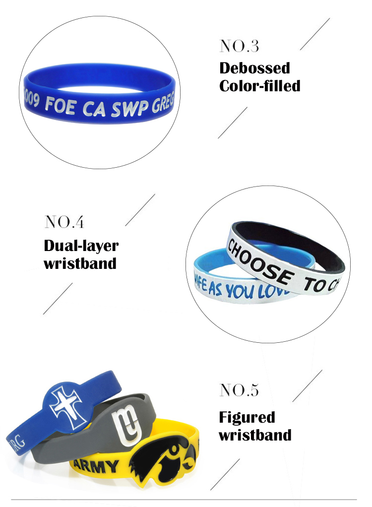 Rubber Wrist Bands in China Custom Individual Dual-Layer Silicone Charm Bracelet