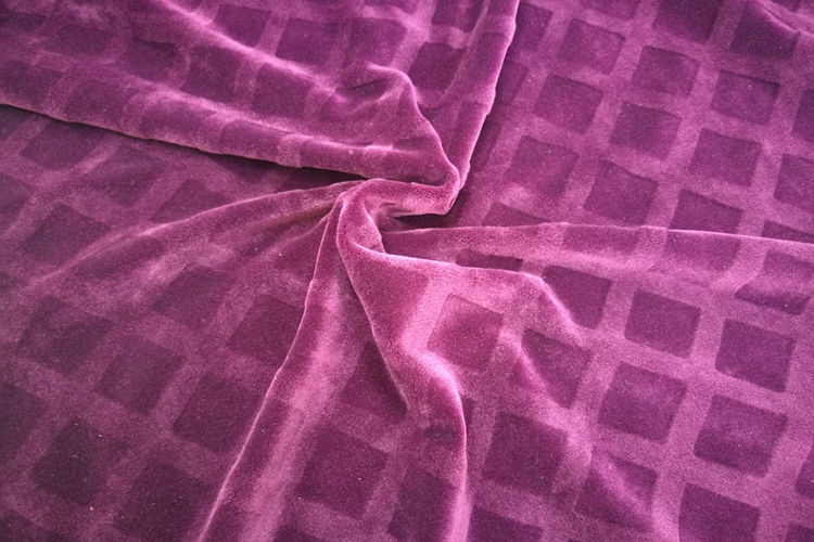 Polyester Spandex Motii Clipped Velvet Jacquard Fabric