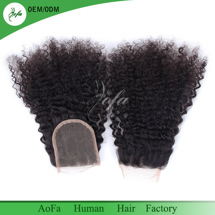 Cheap Wholesale Soft Female Human Hair Kinky Curly Lace Closure