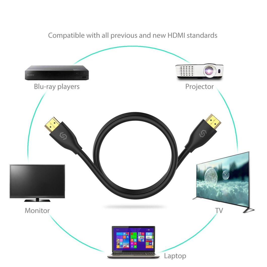 1,5-футовый высокоскоростной кабель HDTV Ultra-HDMI (UHD) 3D, 4K при 60 Гц, 18 Гбит / с