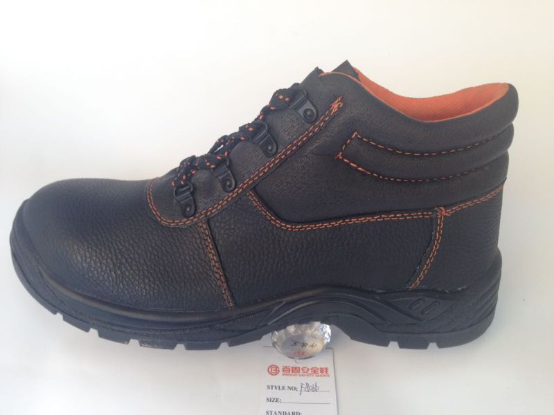 Work Safety Shoe with Upper Split Embossed Leather Sole PU