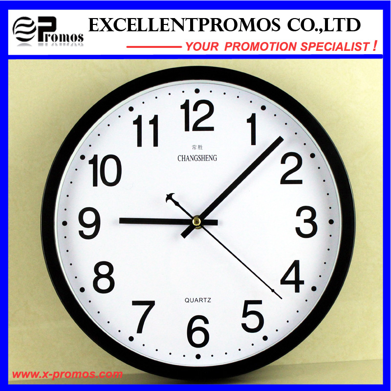Gold Frame Logo Printing Round Plastic Wall Clock (Item12)