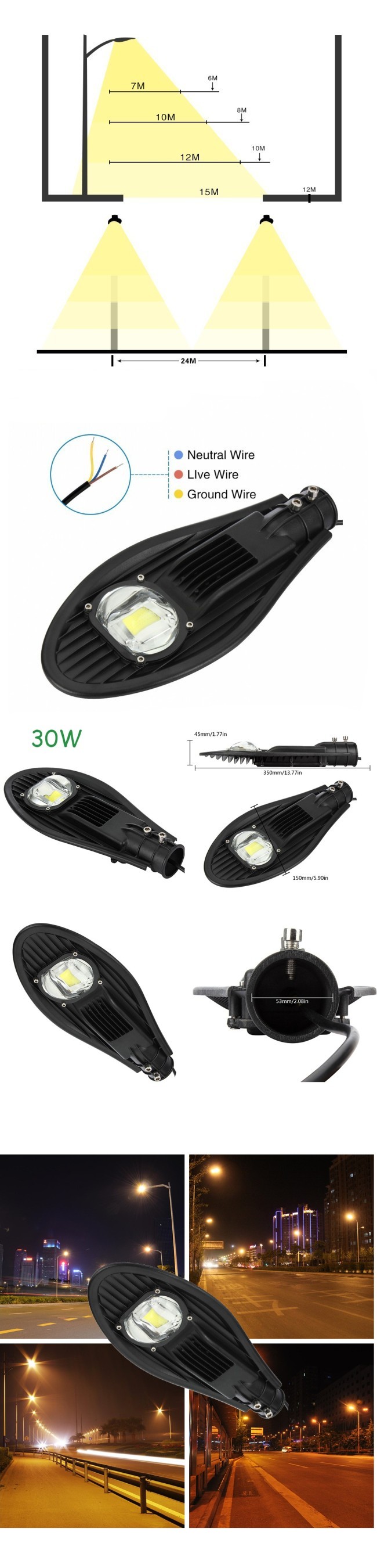5 Years Warranty 120W LED Street Light High Lumens Outdoor 10kVA Surge Protection