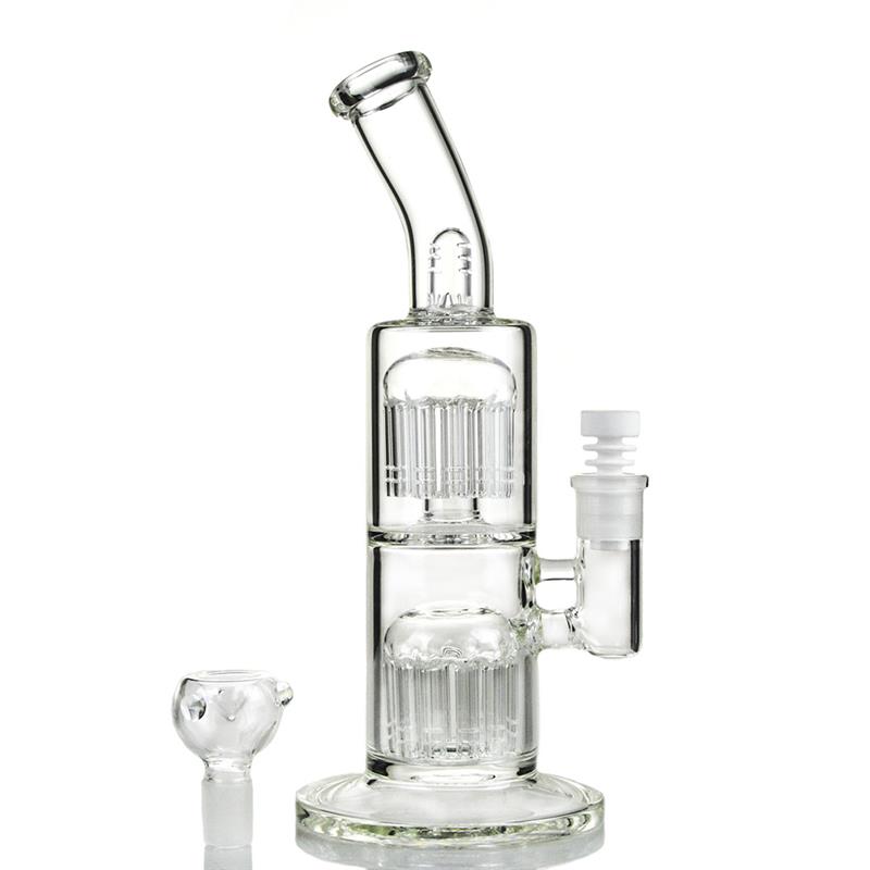 Double Tree Perc Hookah Glass Water Pipe for Smoking (ES-GB-421)