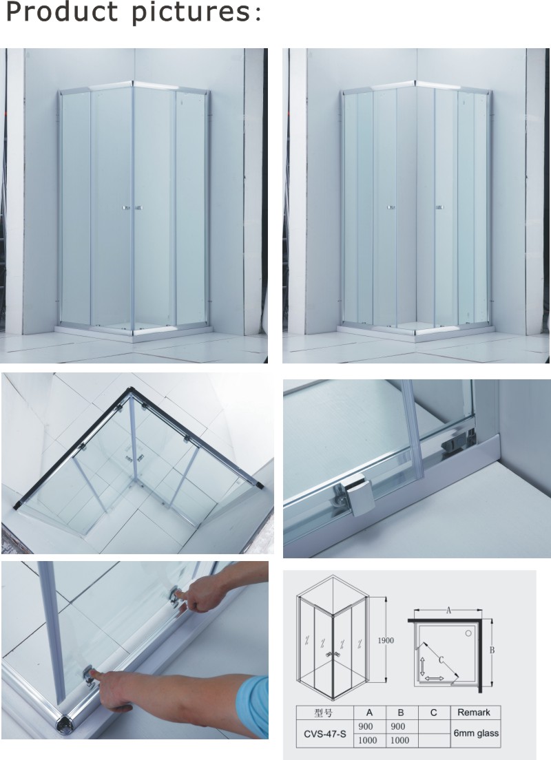 Square Sliding Shower Enclosure/Two Sliding Door Bathroom (CVS047-S)