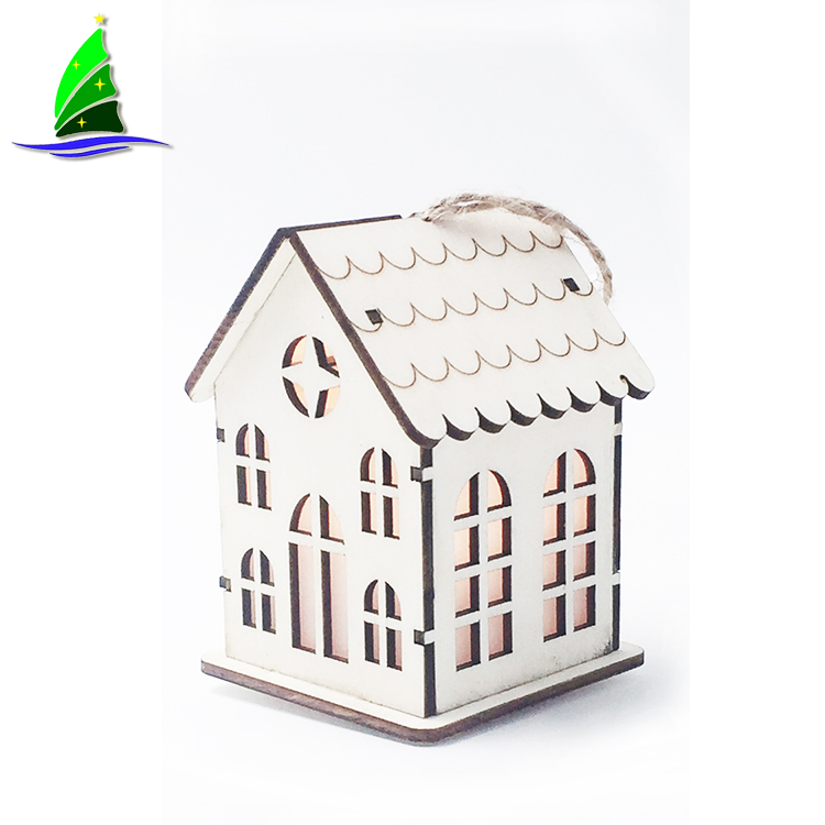 Casa navideña de madera con luces led Wooden Christmas House with LED Lights