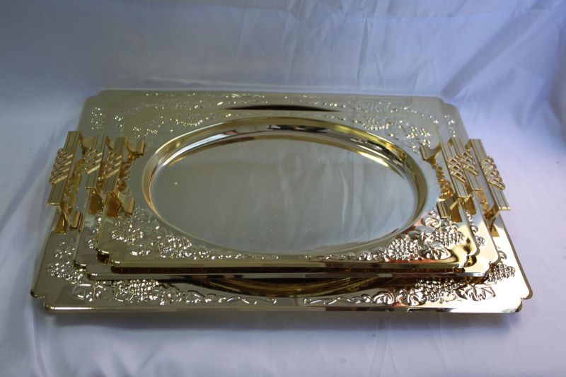 Stainless Steel Serving Tray/Plate in Silver and Golden (LFC10709-1)