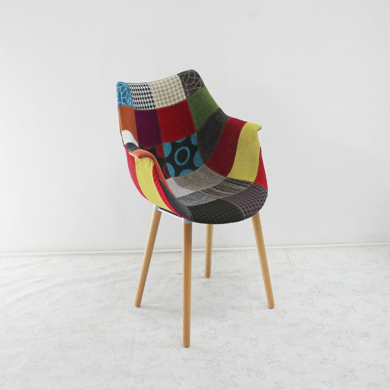 High Quality Wooden Chair with Colorful Soft Fabric Seat