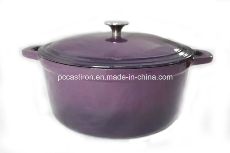 Aubergine Enamel Cast Iron Dutch Oven with Stainless Steel Knob