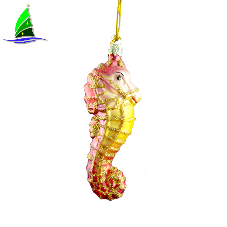 Adorno navideño de cristal de cristal Christmas Glass Sea Horse Decoration