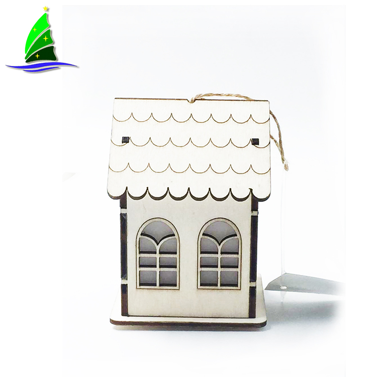 O mini ofício de madeira da casa conduziu luzes do partido Wood Mini House Craft Led Party Lights
