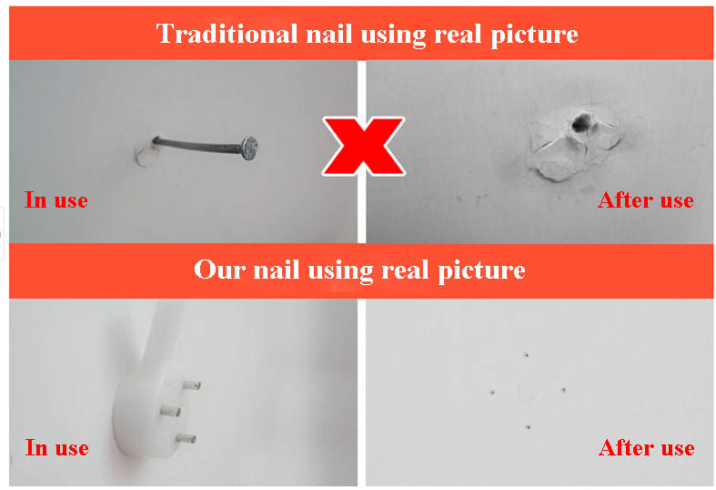 White Color ABS Hardwall Plastic Hook with Nail