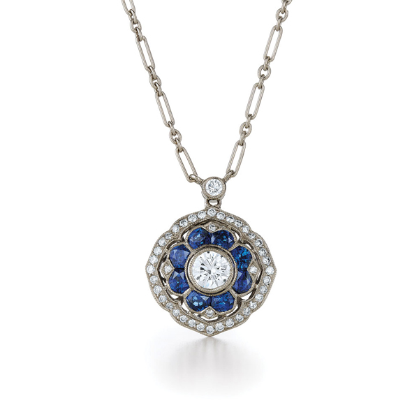 Simple Designs Blue Diamond 925 Silver Pendants Necklace Jewelry