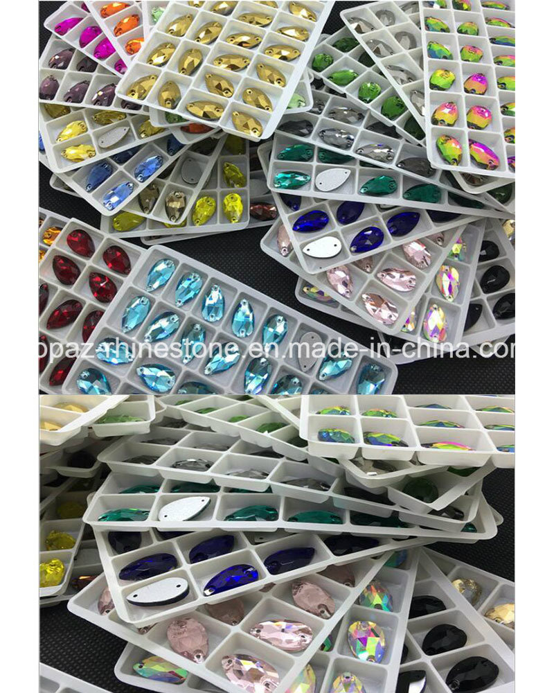 China Wholesale Flat Back Sew on Crystal Pear Rhinestones (SW-pear 11*18mm)