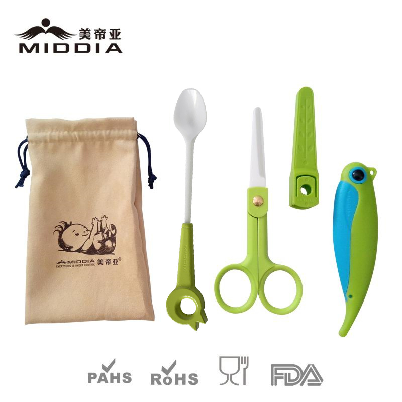 Baby Goods for Ceramic Food Tool Set Feeding Tools Knife Scissors Spoon
