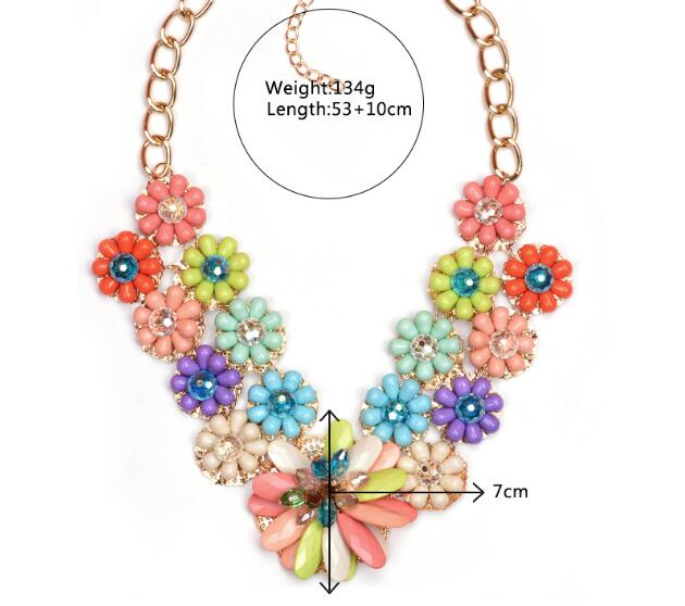 2016 Neon Rhinestone Jewelry Necklace Beaded Necklace Glass Woman Jewelry Necklace (TP-204)