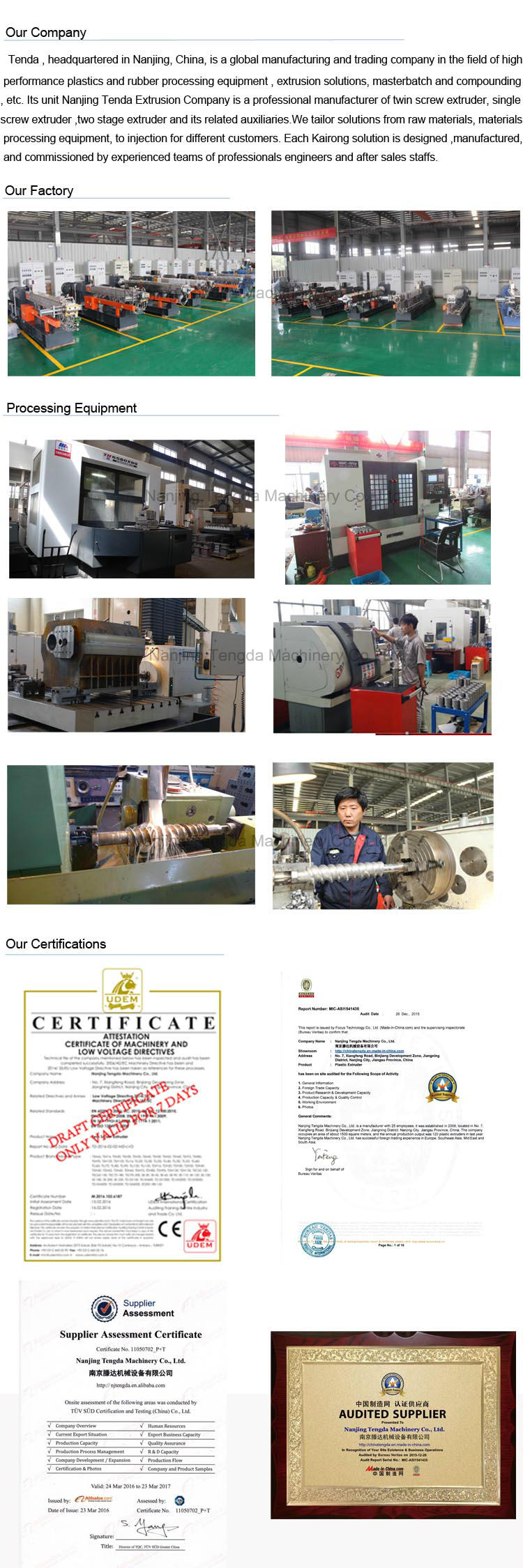 Barrel for Nanjing Tengda Extrusion Machine