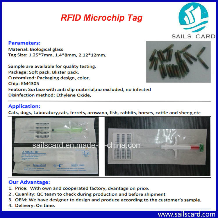 RFID Animal Injector/Syringe with Smart Glass Microchip Tag