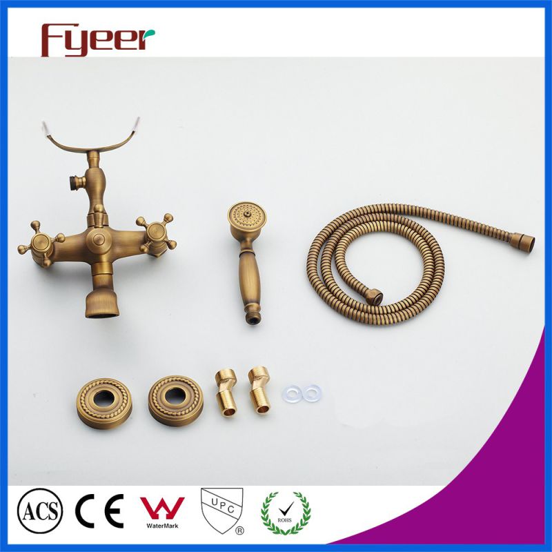 Fyeer Antique Bronze Telephone Bath Shower Mixer Faucet for Wall Mounted