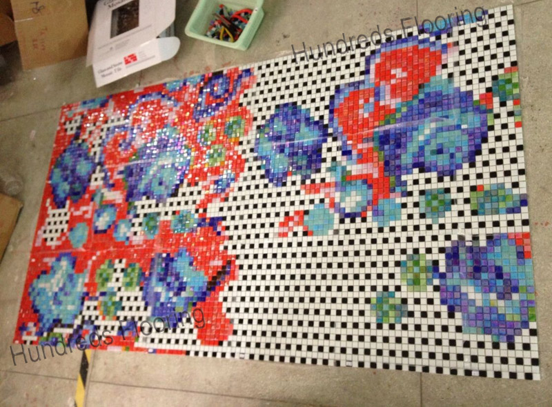 Flower Pattern Glass Mosaic Pattern Wall Tile (HMP808)