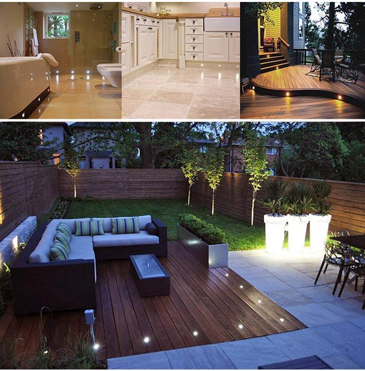 Recessed deck lights for garden paths