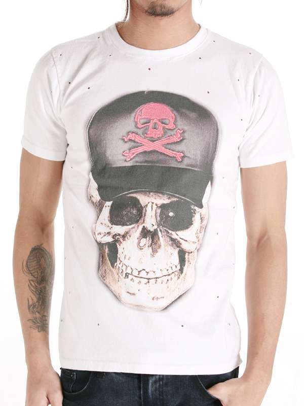 Cool Skull Screen Printing Fashion Custom Cotton Wholesale Men T Shirt