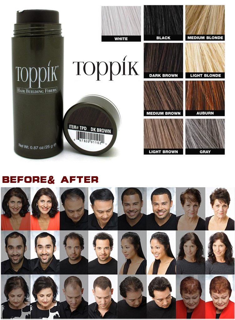 Toppik Hair Building Fibers & Thicken Thinning Hair Natural Keratin Solutions for Men Women Refill Full Hair Instantly 25g Dark Brown