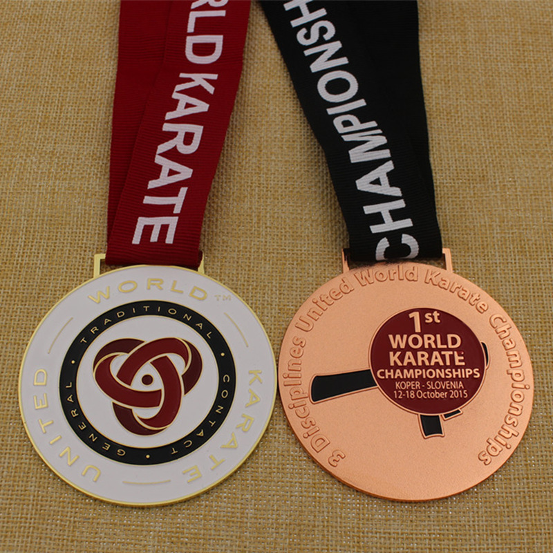 Custom Top Quality Gold Gymnastics Medal with Sublimation Lanyard
