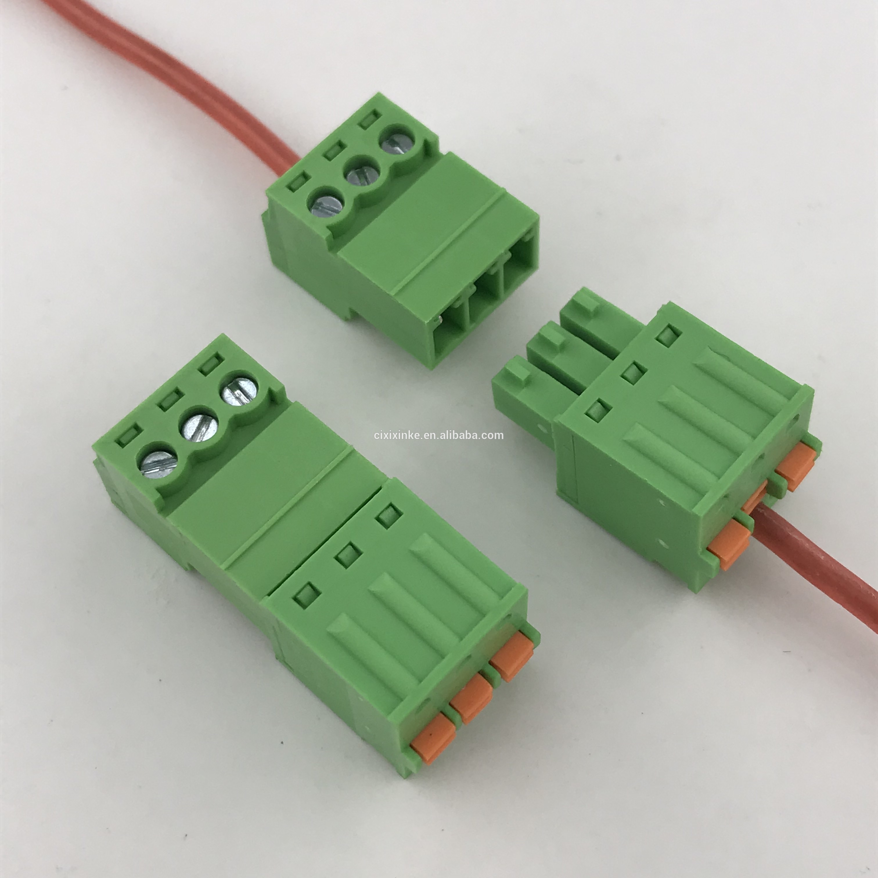Bloco de terminais plugável de mola de 3 pinos de passo 3,81 3.81 pitch 3 pin spring pluggable terminal block