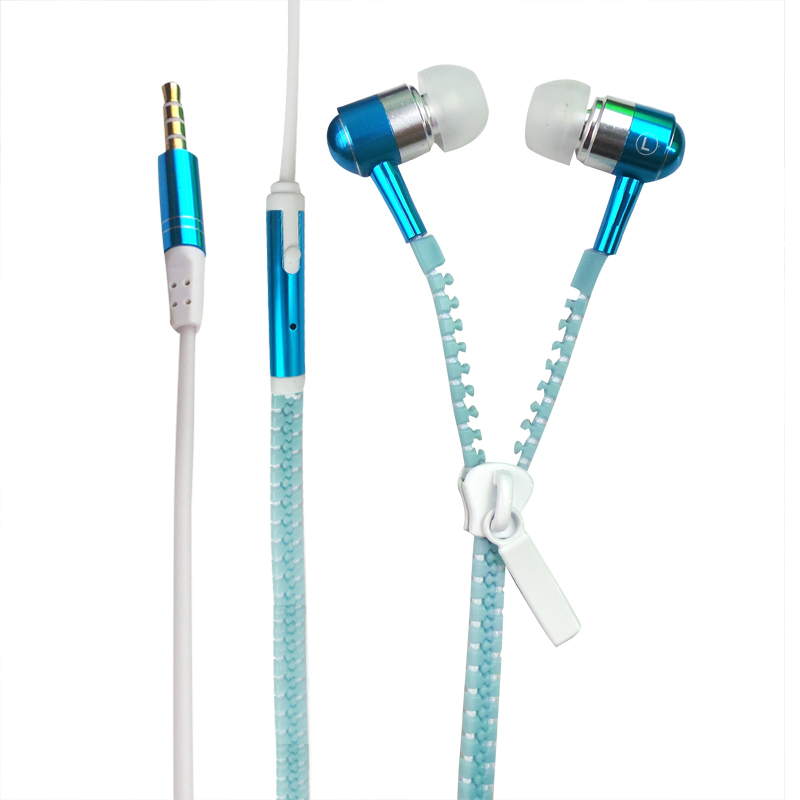 OEM ODM Metal Zipper Stereo In Ear Earphones