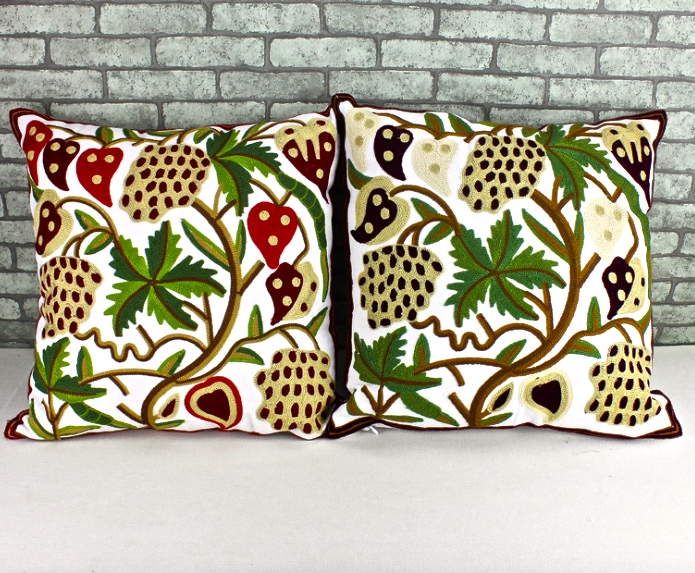 100% Cotton Embroidery Cushion Cover (QCK-1501)
