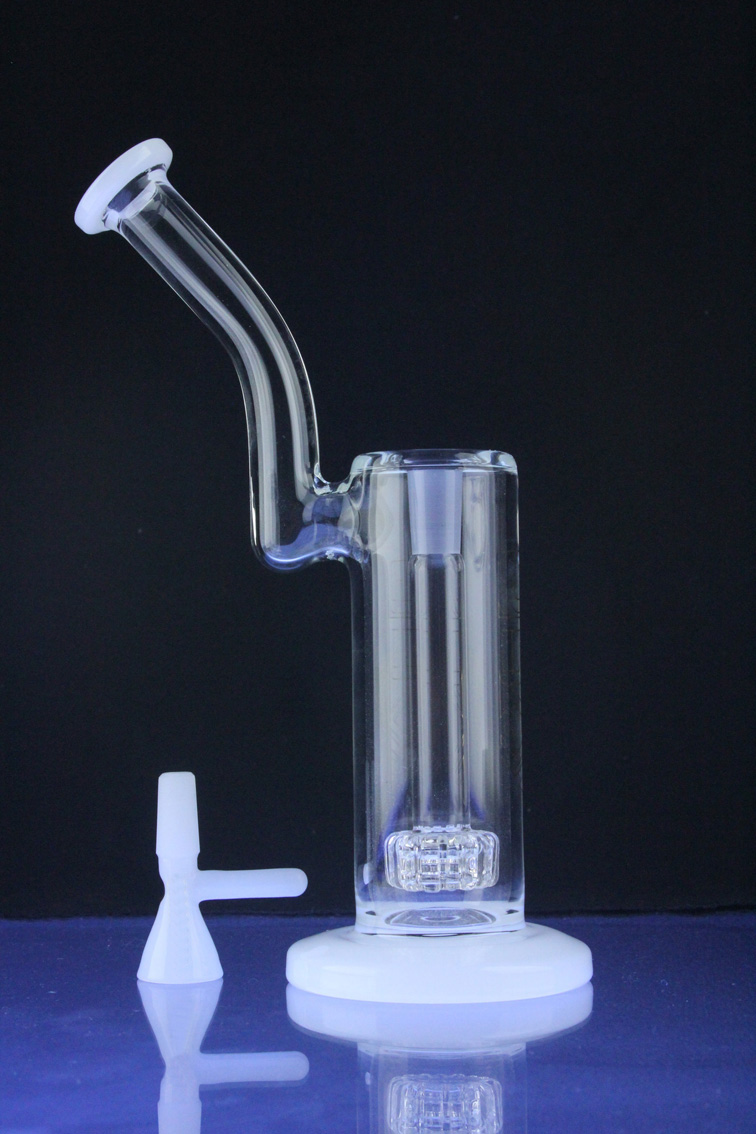 White Lip Wrapped Bubbler Glass Smoking Water Pipe with Box Perc (ES-GB-545)