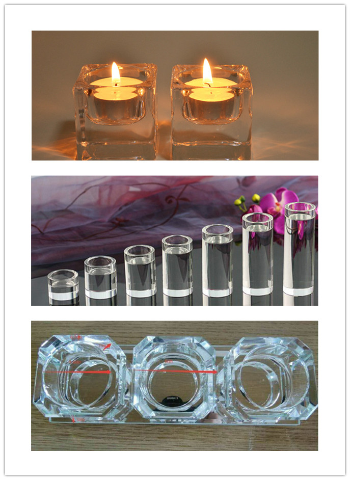 Fashionable Nice Square Crystal Glass Candle Holder